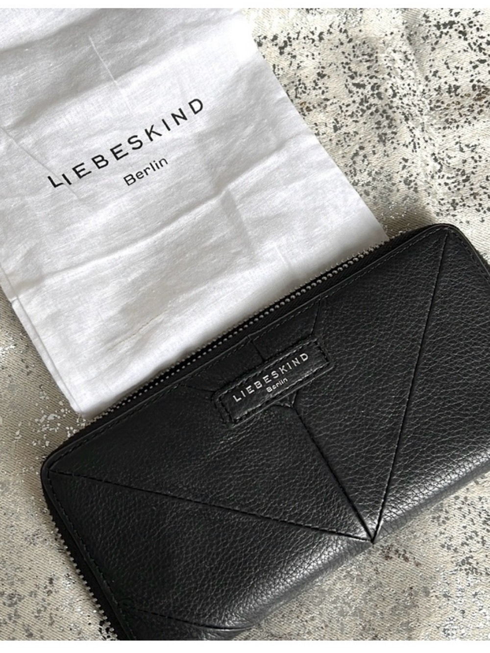 Liebeskind Black Leather Zip-Around Card & Key Holder